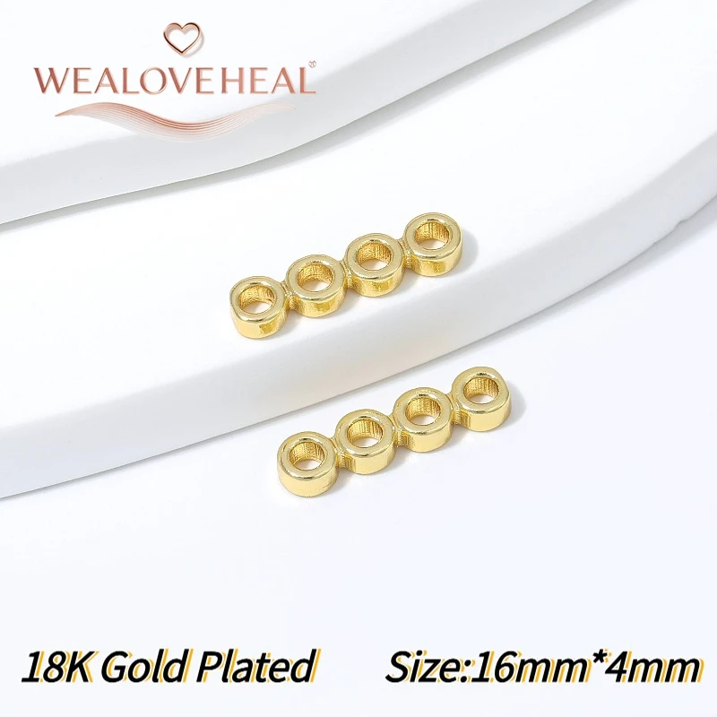 18K vergoldete Messing-Flachperlenverbinder mit mehreren Löchern, 2-10 Loch-Optionen, DIY-Zubehör für mehrsträngige Halsketten und Armbänder. – Detail 24