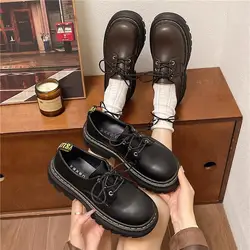 Shoes Woman 2024 Female Footwear British Style Clogs Platform Loafers With Fur All-Match Oxfords New Dress Preppy Creepers Big S