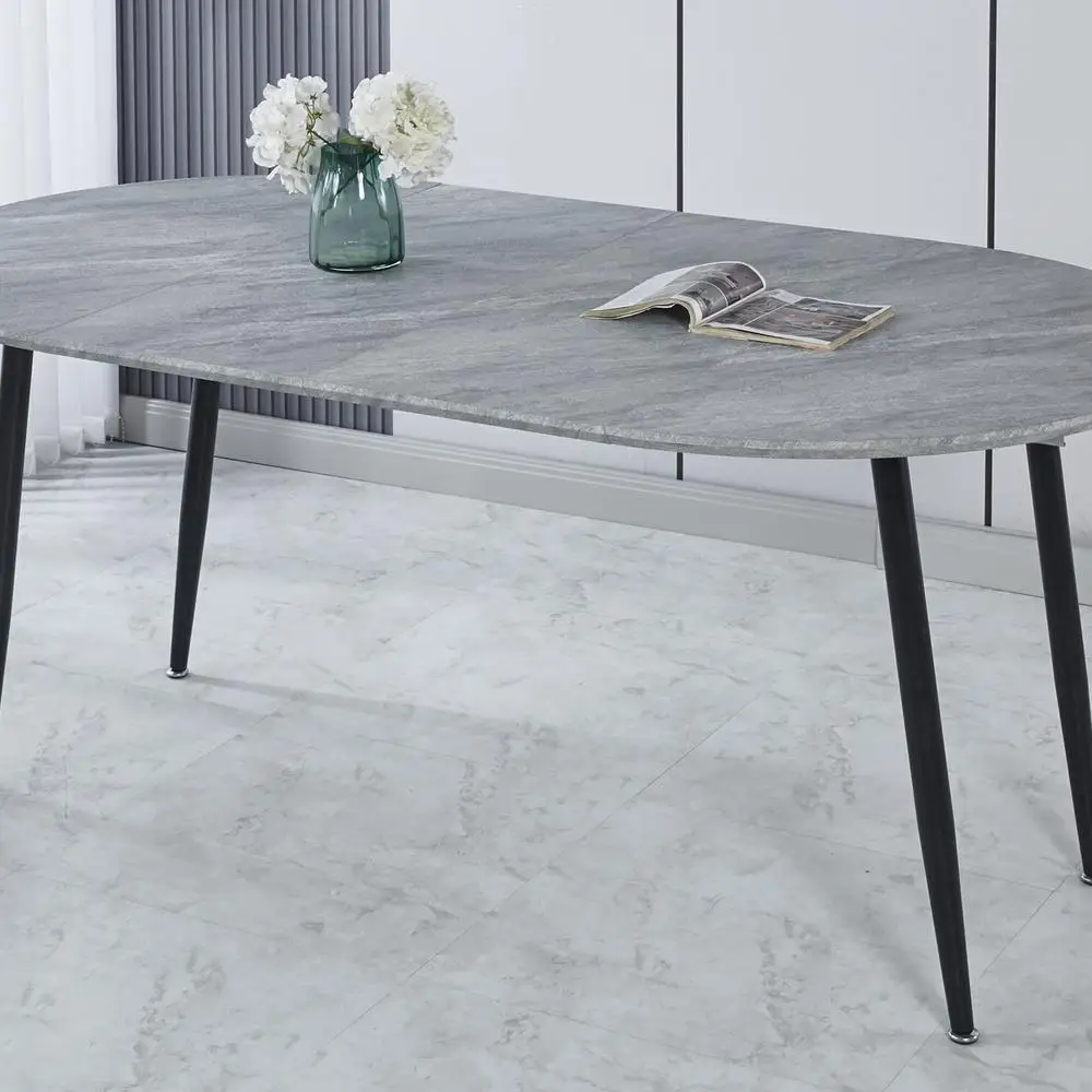 

Extendable Dining Table Office Coffee Table MDF Top Metal Legs 100/140/180x100x75cm Versatile Use