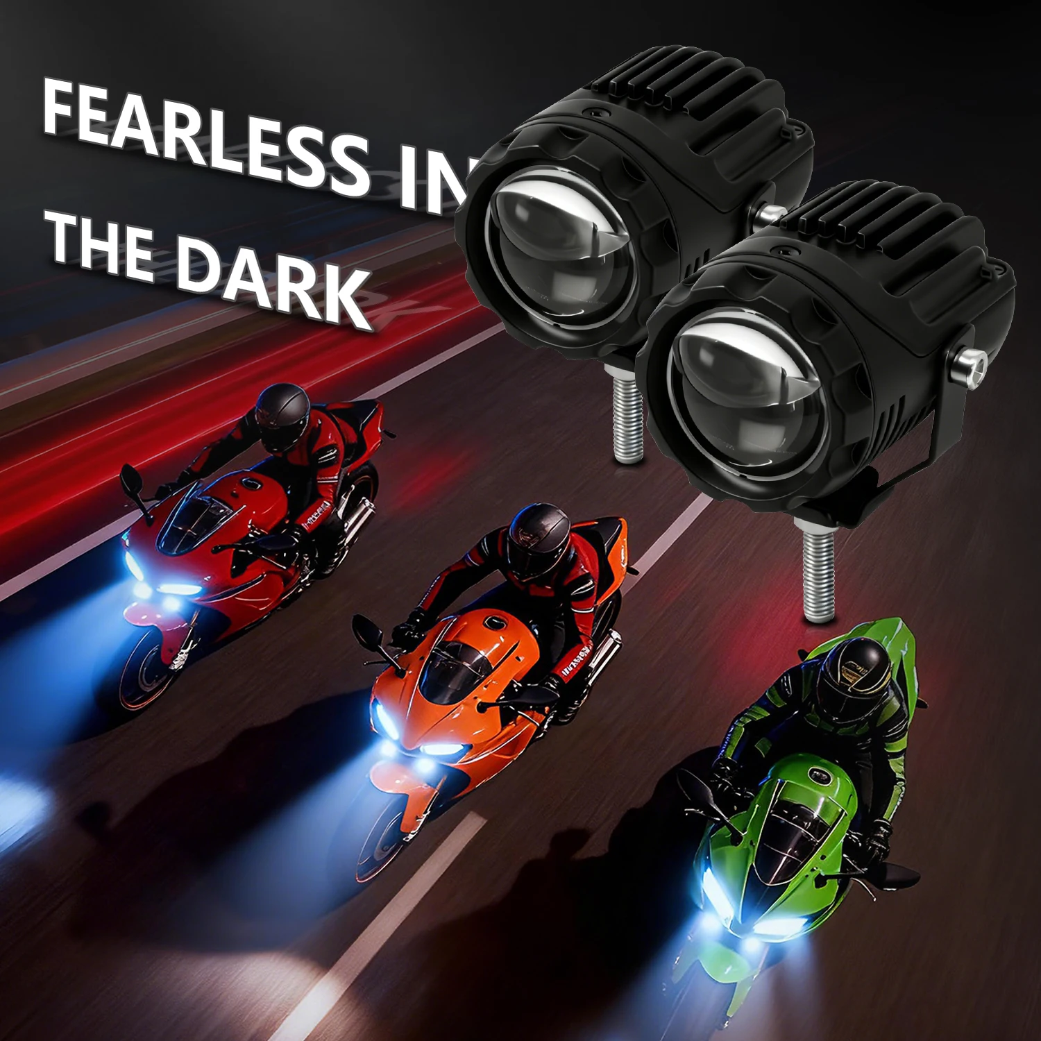 LED Auxiliary Headlight Spotlight High Low Beam 6000K Protector For Motorcycle Dirt Bike ATV SUV UTV Truck Bicycle