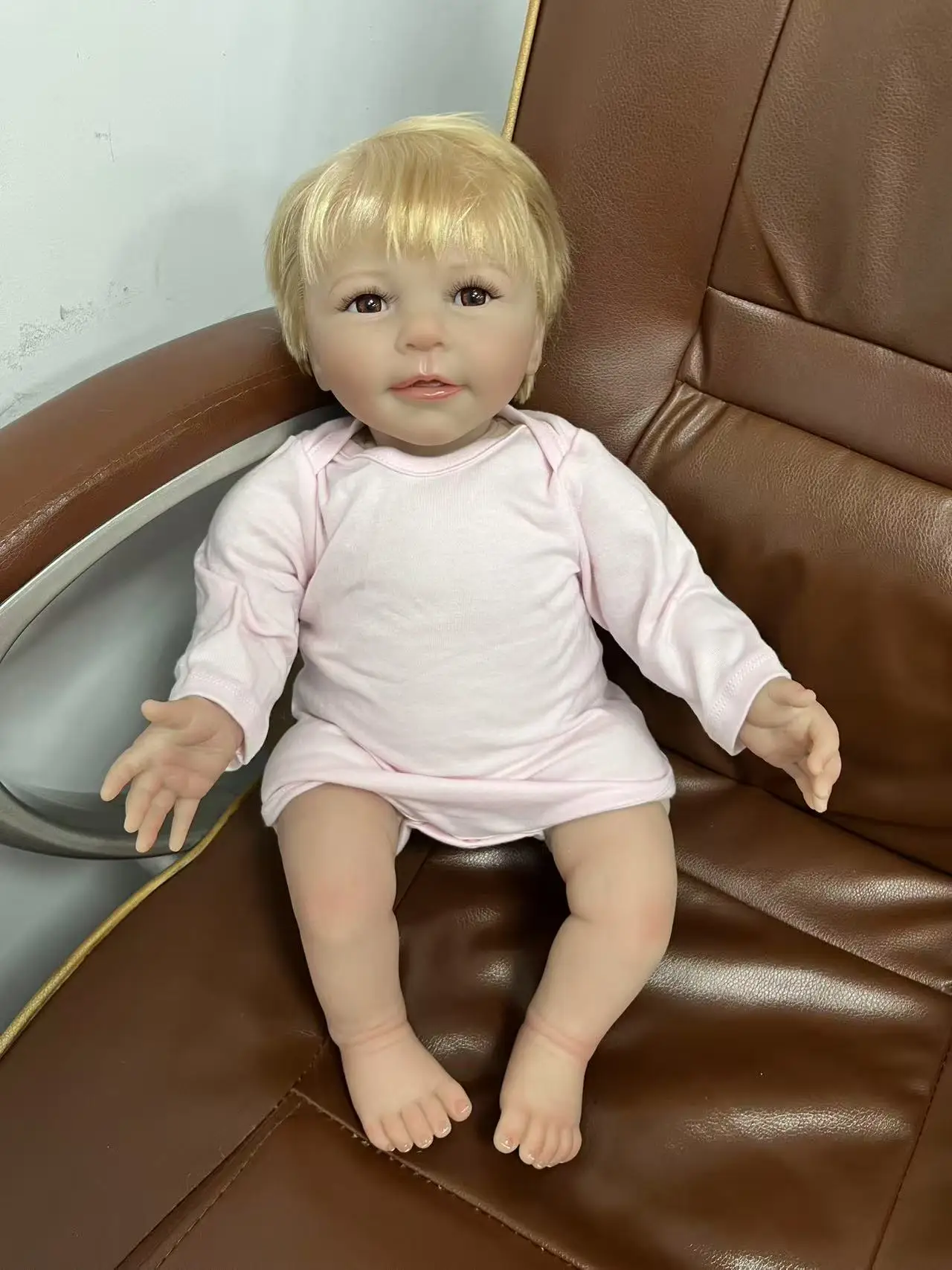 

50CM Reborn Baby Doll Cute Girl Lisa with Rooted Hair Handmade Art Doll Muñecas Reborn 3D Skin with Veins Real Life Baby Dolls
