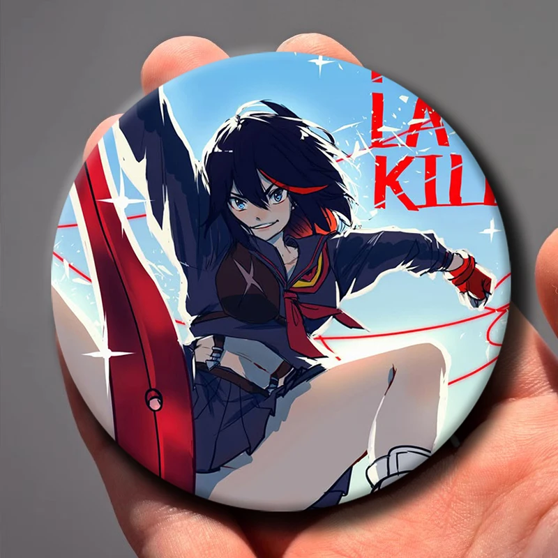 Classic Anime Kill La Kill Lapel Pin Round Cartoon Snap-in Brooch Handmade Ryuko Matoi Satsuki Badge Bag Hat Jewelry Accessories