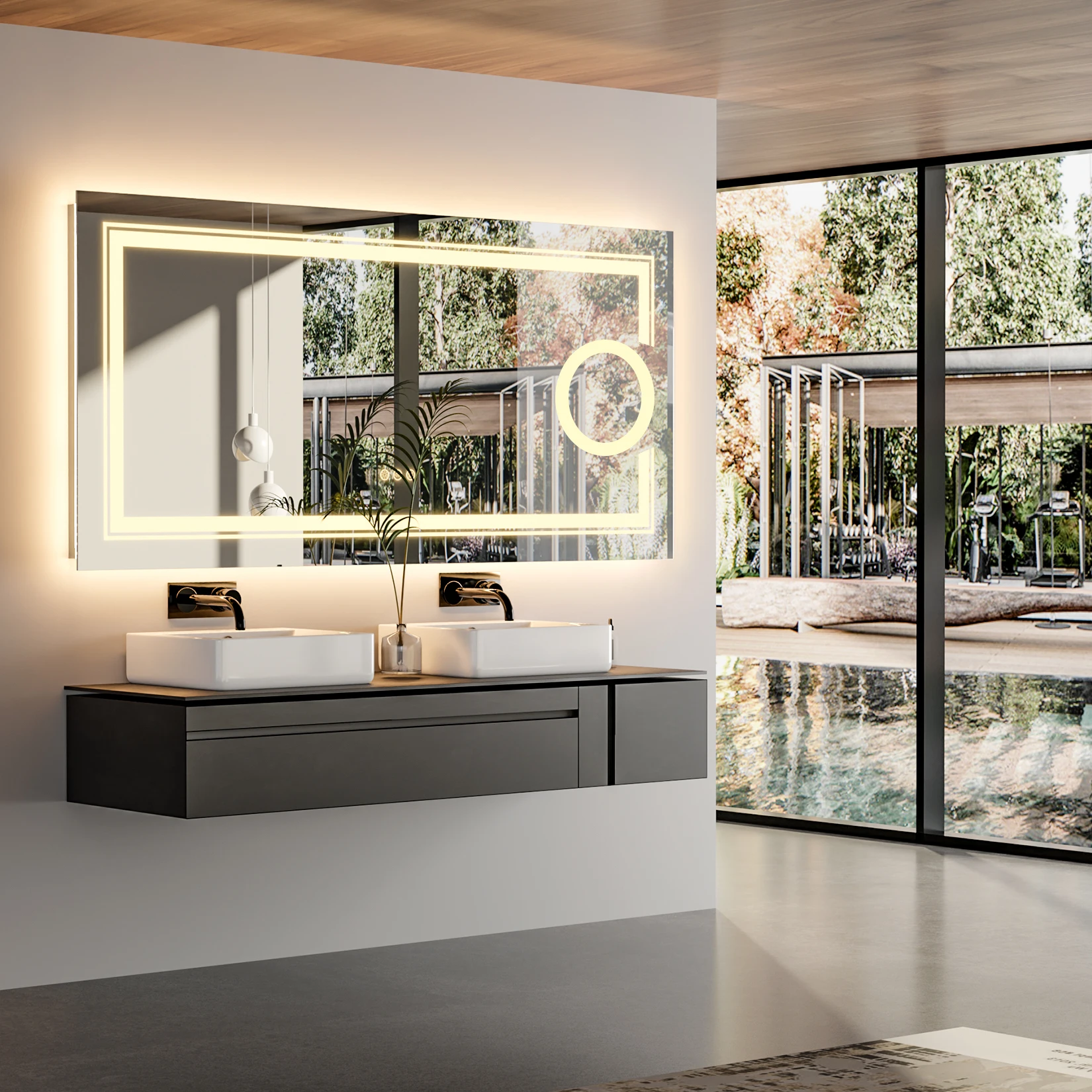 Imagem -03 - Led Iluminado Retroiluminado Espelho do Banheiro Pode Ser Escurecido Antifog Led Espelho com 3x Ampliação Cores Maquiagem Espelhos