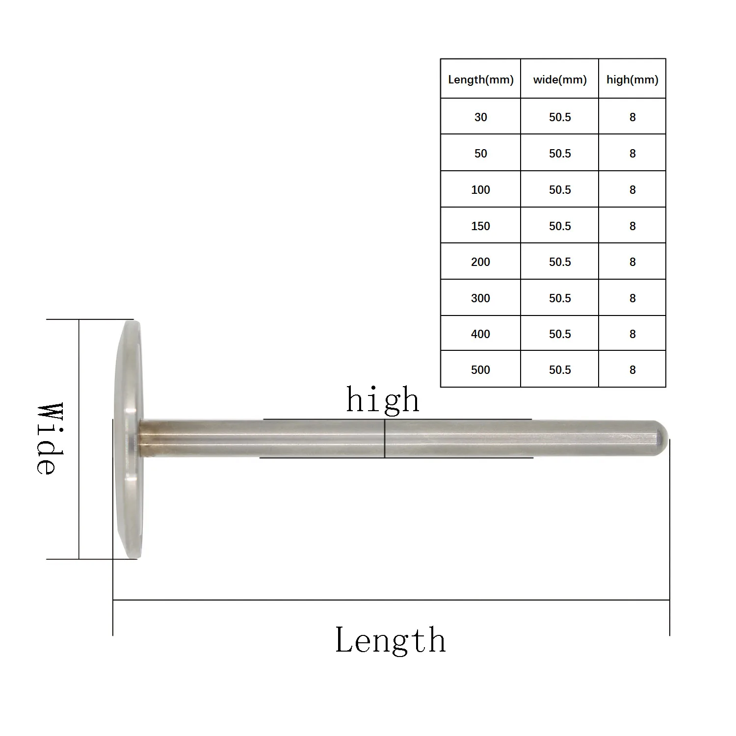 50.5mm thermowell weldless with Tri-Clamp homebrew boiler stainless steel 304 Sanitary Immersion of 30- 500mm