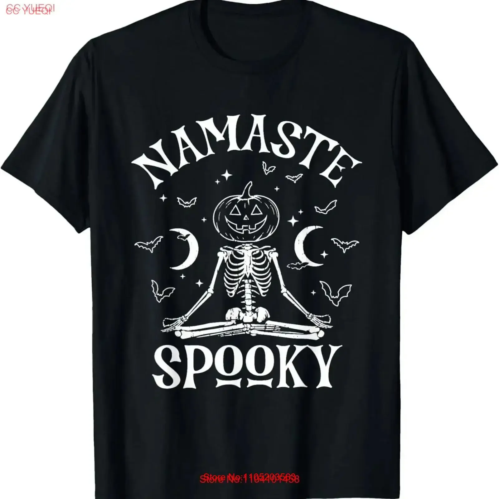 Namaste Spooky Skeleton Pumpkin Yoga Meditation Pilates Halloween T Shirt vintage Washed fashion Stylish Slightly homme