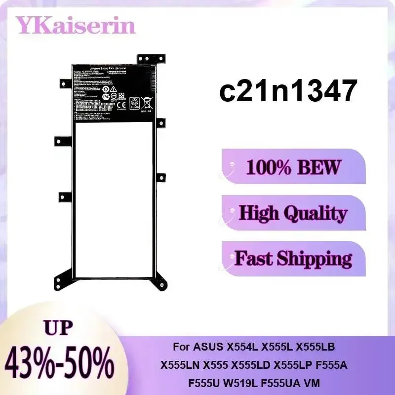 

Laptop Battery Portable 5000mAh c21n1347 For Asus X554L X555L X555LB X555LN X555 X555LD X555LP F555A F555U W519L F555UA VM