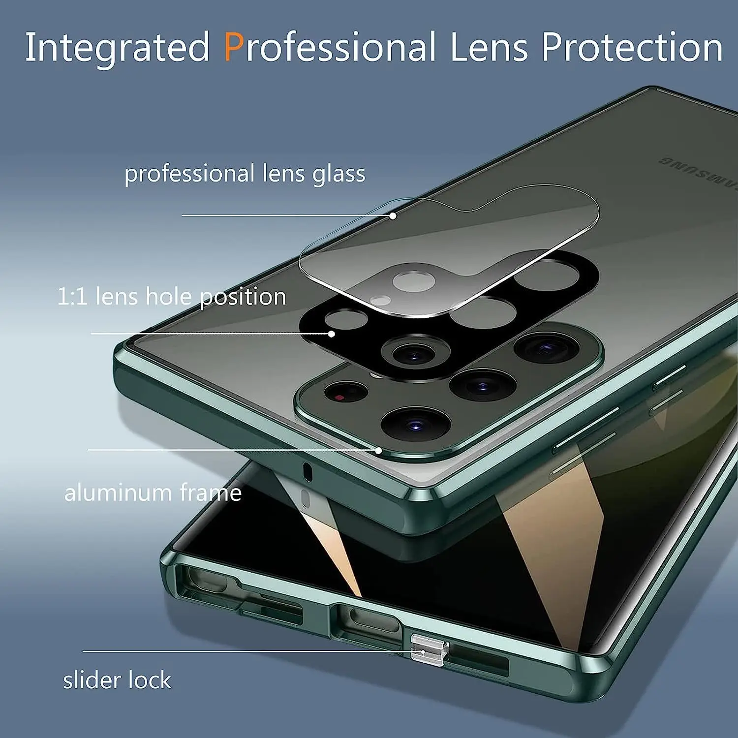 For Samsung Galaxy S24 S22 S23 Ultra Case Metal Alloy Magnetic 360° Full Surround Screen HD Anti Peeping Glass Protection Cover