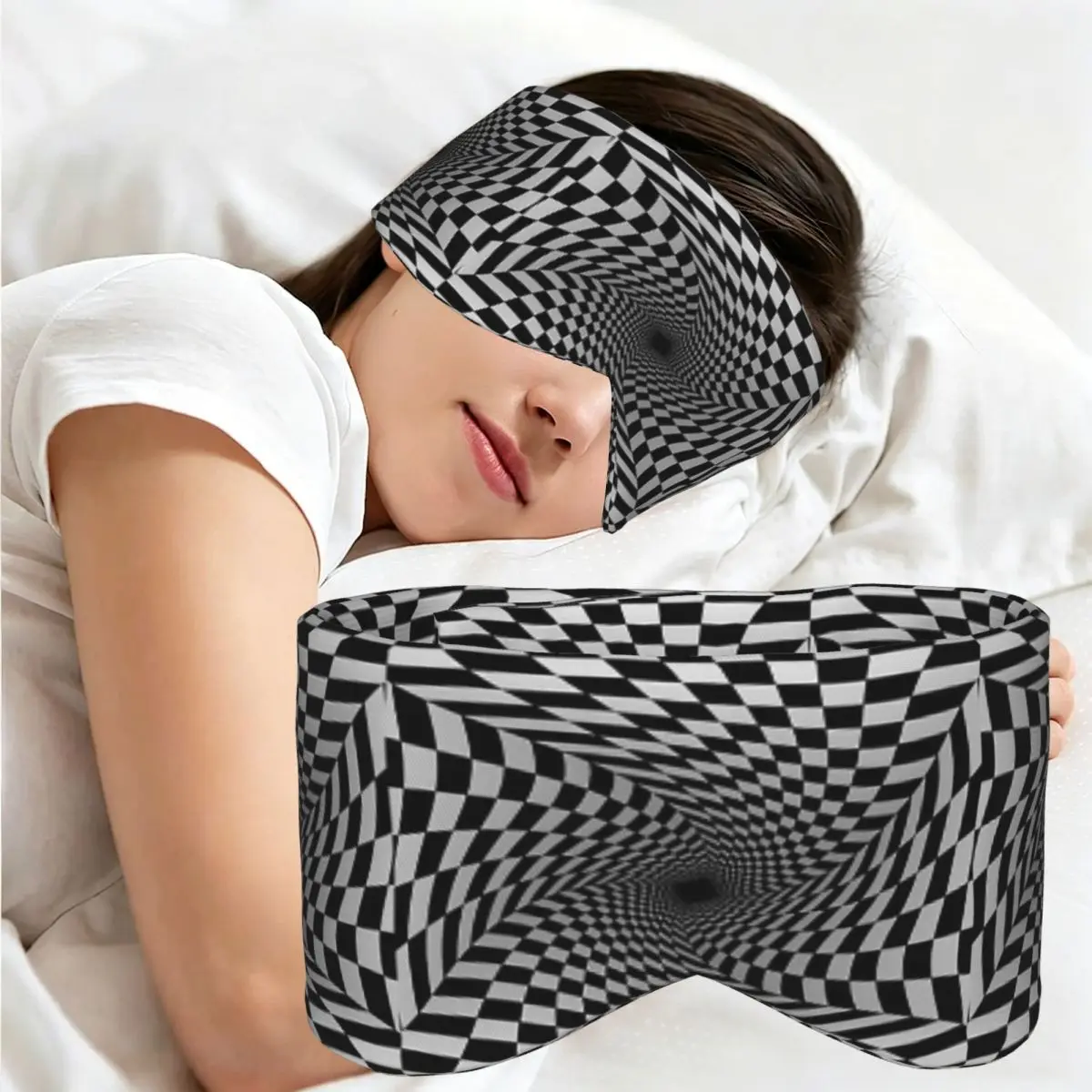 Grid Wormhole Geometric 3D Vortex Illusion sleep mask Portable Eye Cover for Girls Boys Office Nap Party Gift Eyeshade eyepatch
