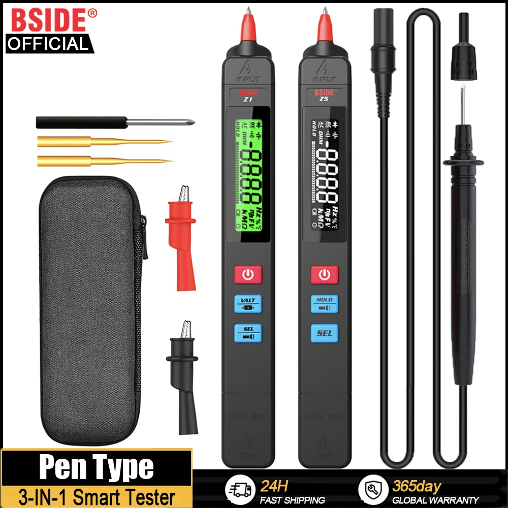 BSIDE Digital Multimeter Pen Type Smart multitester Auto Range DC AC Voltage Capacitance Ohm NCV Hz Diode Live wire Tester Meter