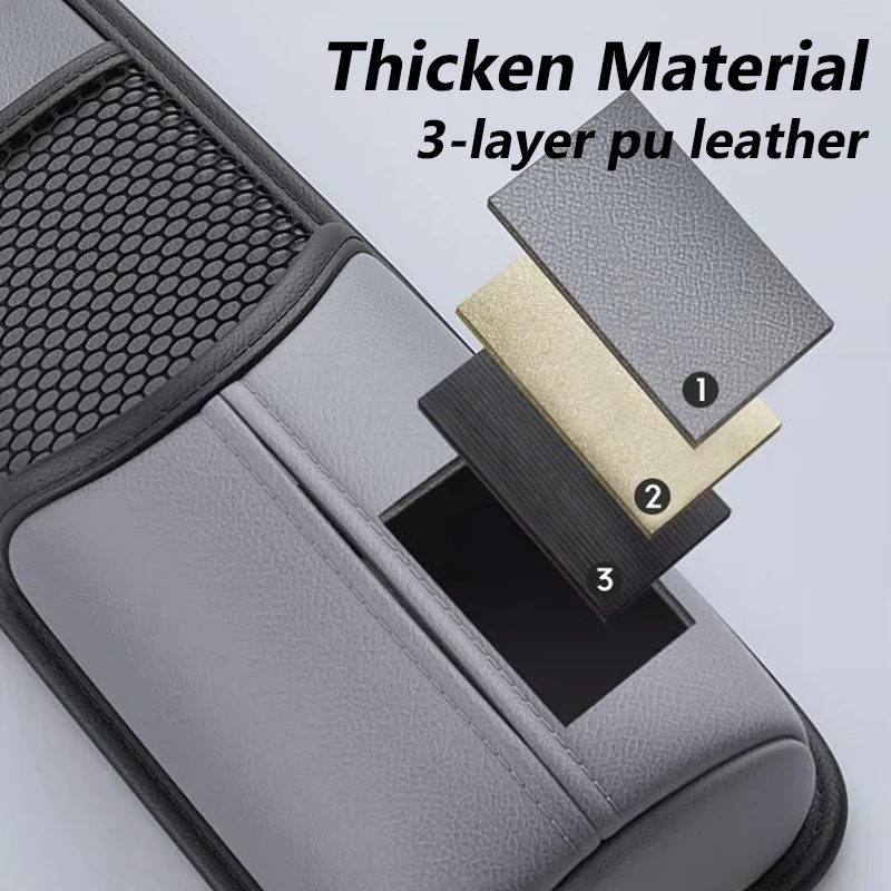 2 in 1 Car Storage Bag Wear-Resistant Pu Leather Seat Side Tissue Holder/Cup Holder Hanging Car Organizer Universal Storage Mesh