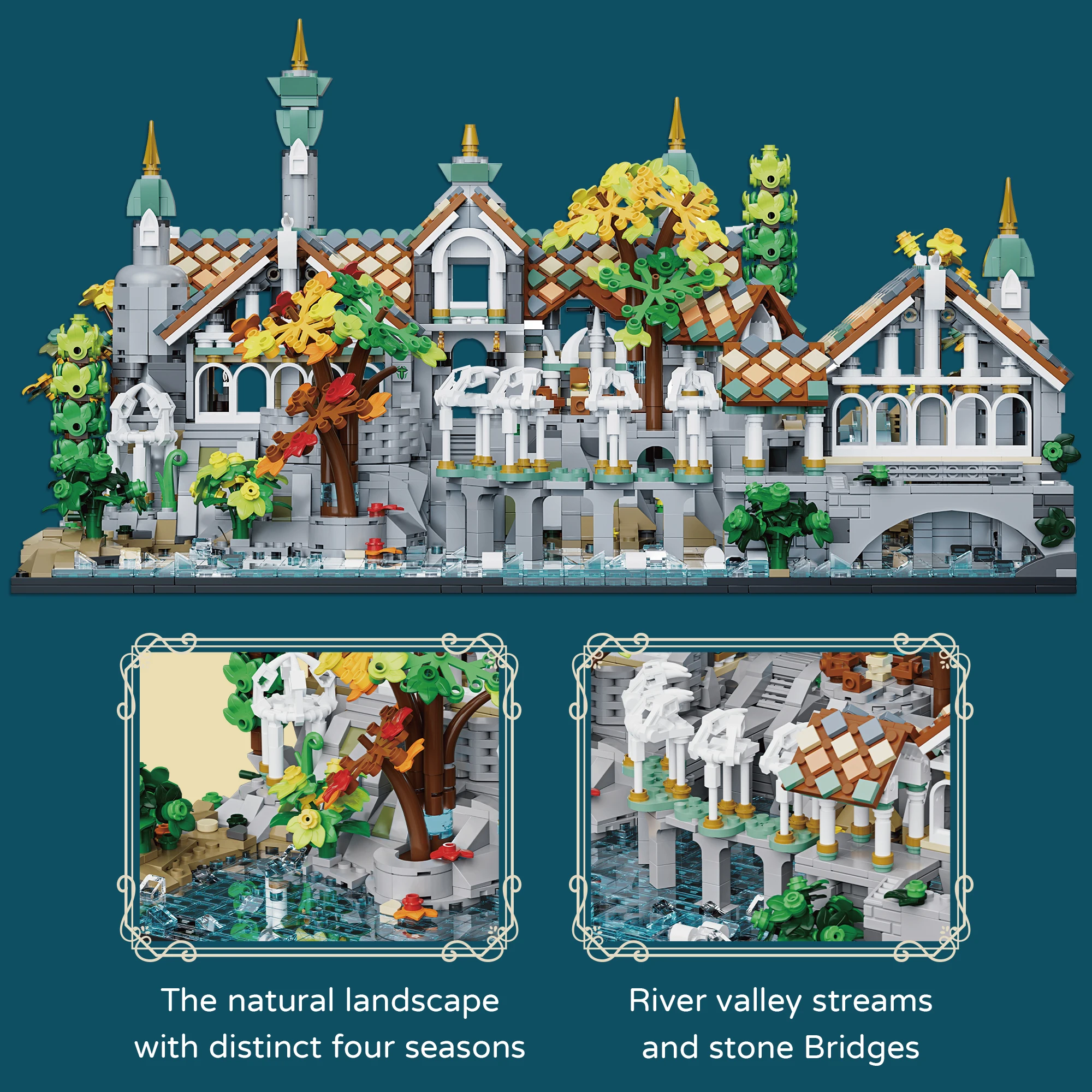 3337PCS The Last Homely House Elven Valley Castle Building Blocks Toys Medieval Magic Fairy Tale Architecture Brick Kit Home Deskop Ornaments Gifts For Birthday Holiday - view 3