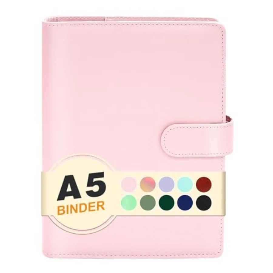 

Binder 6 Ring, Mini Photocard Binder for Filler Paper, Loose Leaf Personal Planner with Magnetic Buckle Closure