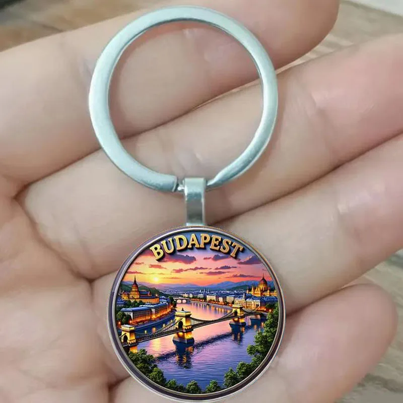 Llavero retro de Budapest, Hungría, regalo para amantes de Hungría y los castillos de Buda, ideal para viajeros, Navidad, cumpleaños