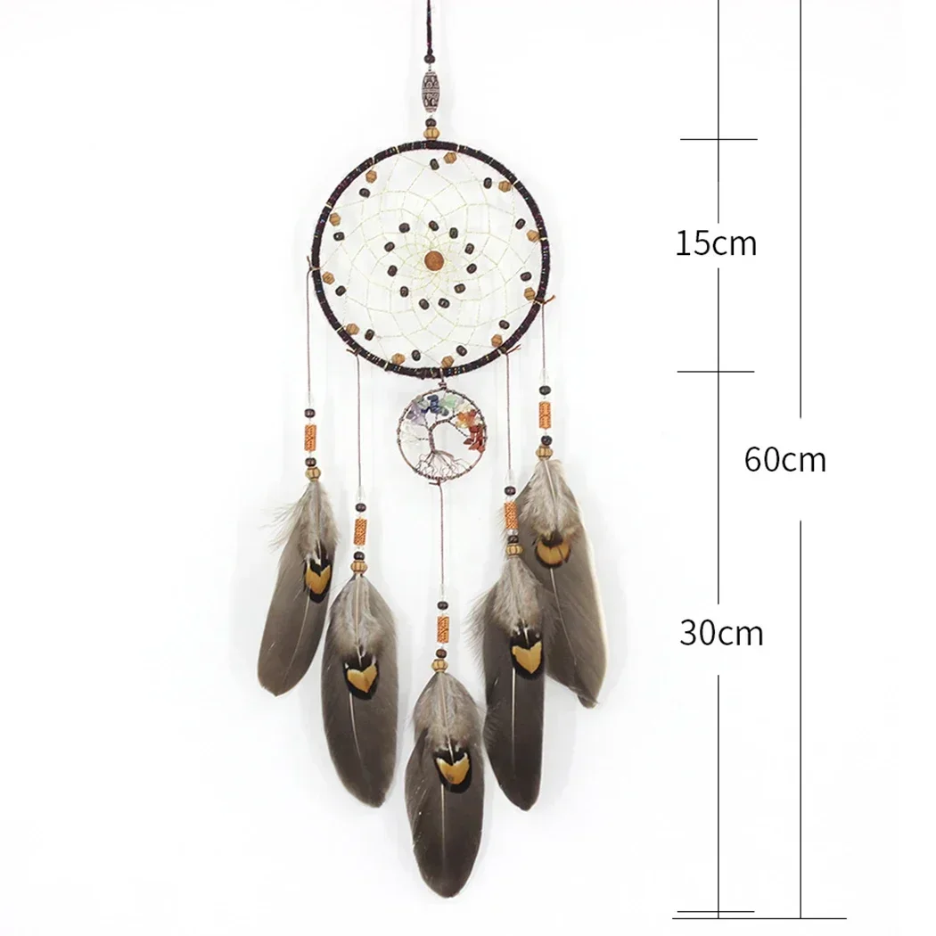 Colgante de la serie antigua india, decoración montada en la pared de plumas, diseño llamativo, mejora el entorno de su vida