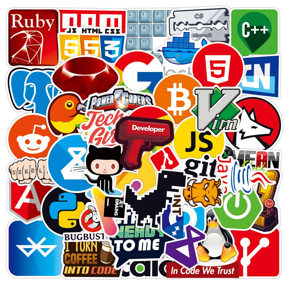 

10/30/50/100PCS Funny Geek Internet Java Programming Stickers Skateboard Motorcycle Laptop Car Waterproof Sticker Decal Kid Toy