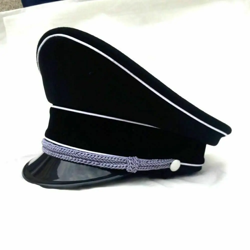 REPRO-gorra militar del ejército alemán de la Segunda Guerra Mundial, visera de Oficial M32, reproducción negra, recreación militar, WW2