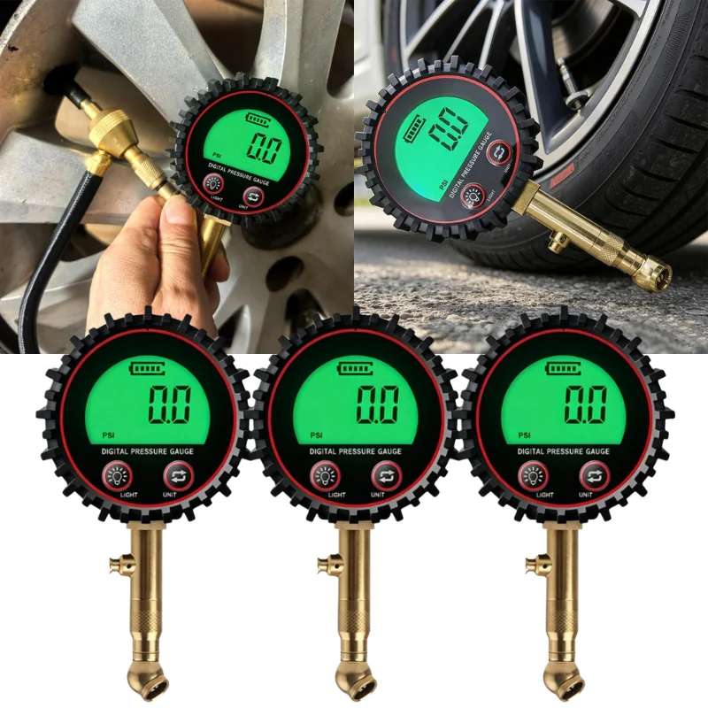 

1/2/5pcs Digital Tire Pressure Gauge 3-255PSI Backlight LCD Display Quick Pressure Measurement Tool For Car Trucks Bikes