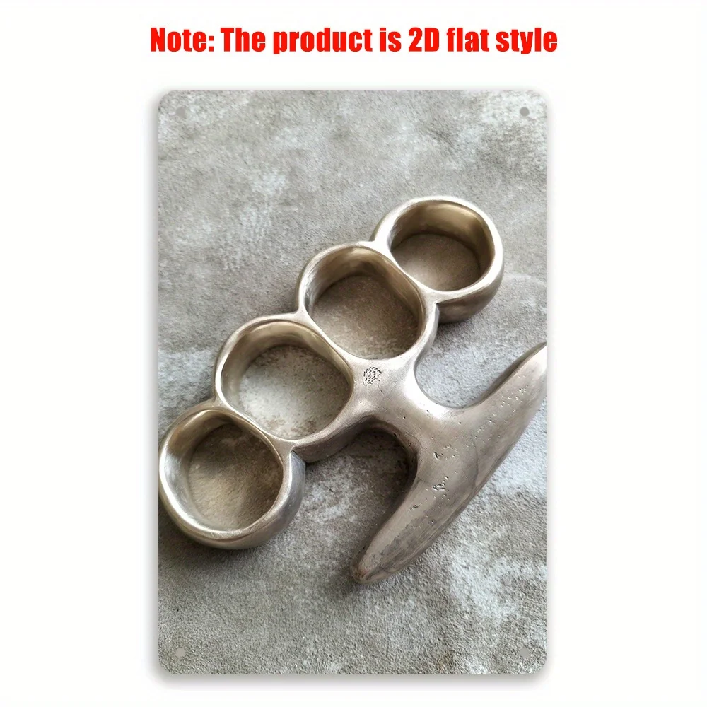 JIT2D Vintage Knuckle Duster Metal Wall Art Sculpture - لافتة ألومنيوم فريدة من نوعها مقاس 8 × 12 بوصة للمنزل والبار والمقهى وديكور المرآب