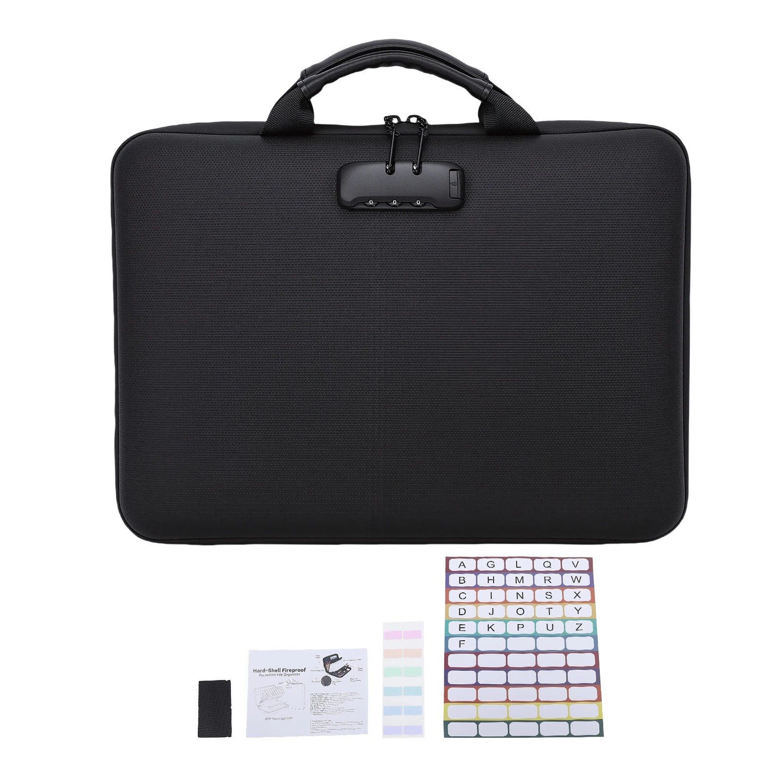 Fireproof Document Box with 3-Digit Lock Zipper File Organizer Waterproof File Storage Case with 13 Accordion Pockets for Money