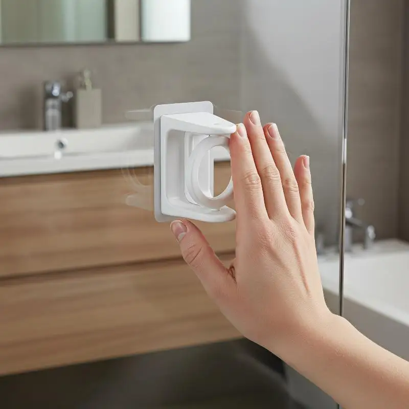 Self Adhesive Curtain Rod Bracket 2 Pack 360° Rotation Waterproof Strong Adhesive for Shower Room Curtain Rod