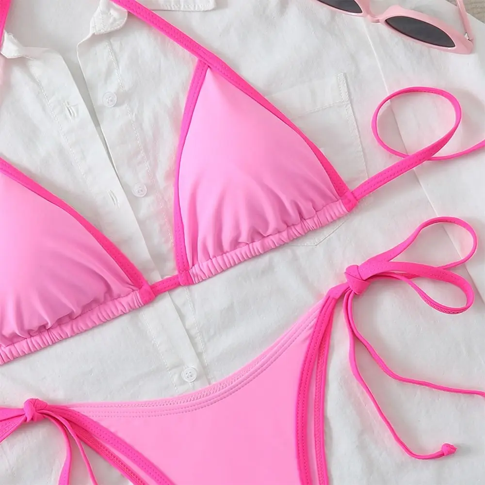 

2Pcs/Set Fashion Summer Beach Bikini Brazilian Casual Women Swimsuit Bathing Suit Triangle Swimwear Vacation