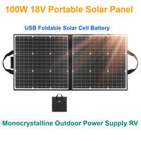 5V USB Foldable Solar Cell Battery 100W 18V Portable Solar Panel  Charger Monocrystalline Outdoor Power Supply RV