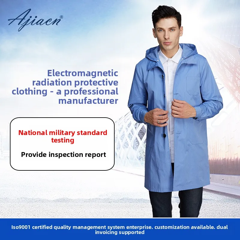 

Electromagnetic Radiation Protection Coat Workwear for Men and Women in Computer Room Monitoring Room with Hood