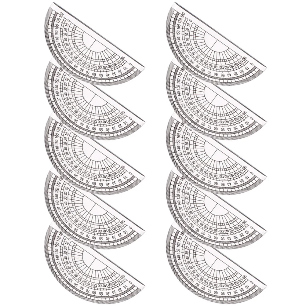 

10 Pcs Angle Measure Tool Protractor Triangle Ruler Measuring Tools Translucent for School Student