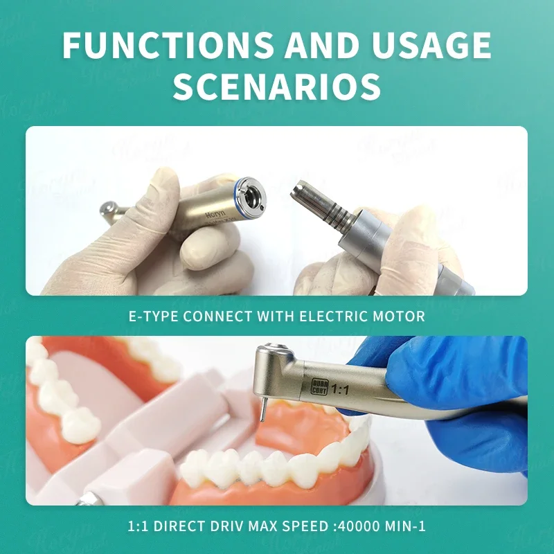 Den tal 1:1 Handpiece ความเร็วช้า Contra Angle แหวนสีฟ้า Handpiece สแตนเลส