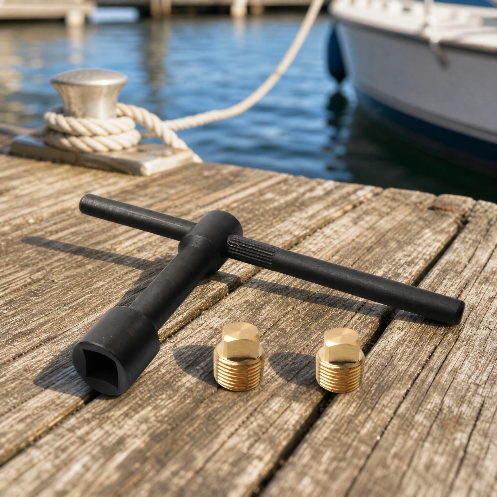2 Pieces Drain Plug with T-Bar Wrench Wrench Secure Fit Marine Drain Plug with Wrench Hexagonal Head Precision Thread