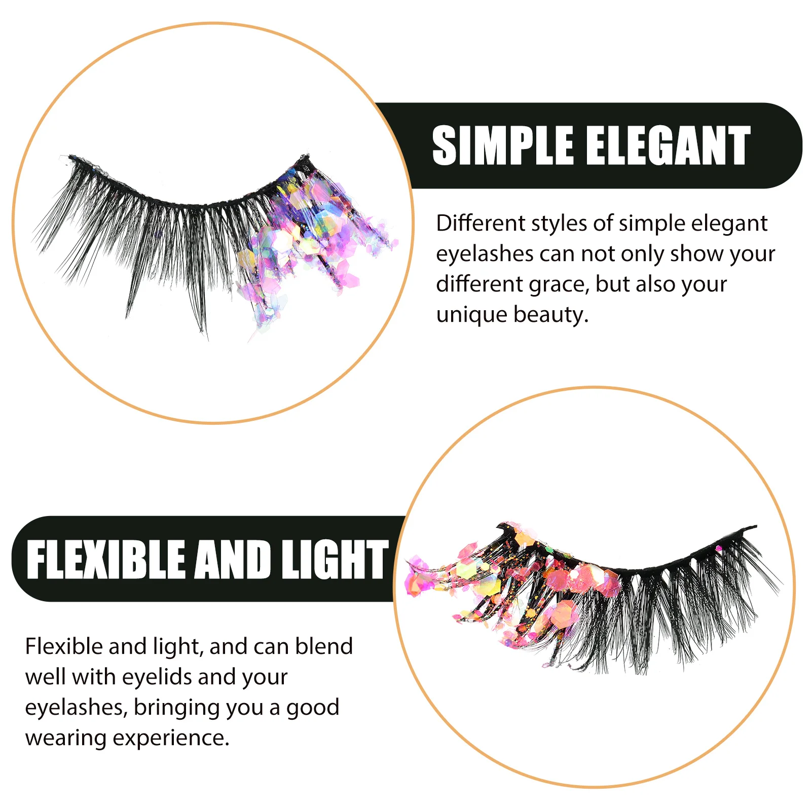 3 ペアつけまつげグリッターカラーまつげ蛍光 3D ナチュラルルック感謝祭の日人工まつげ