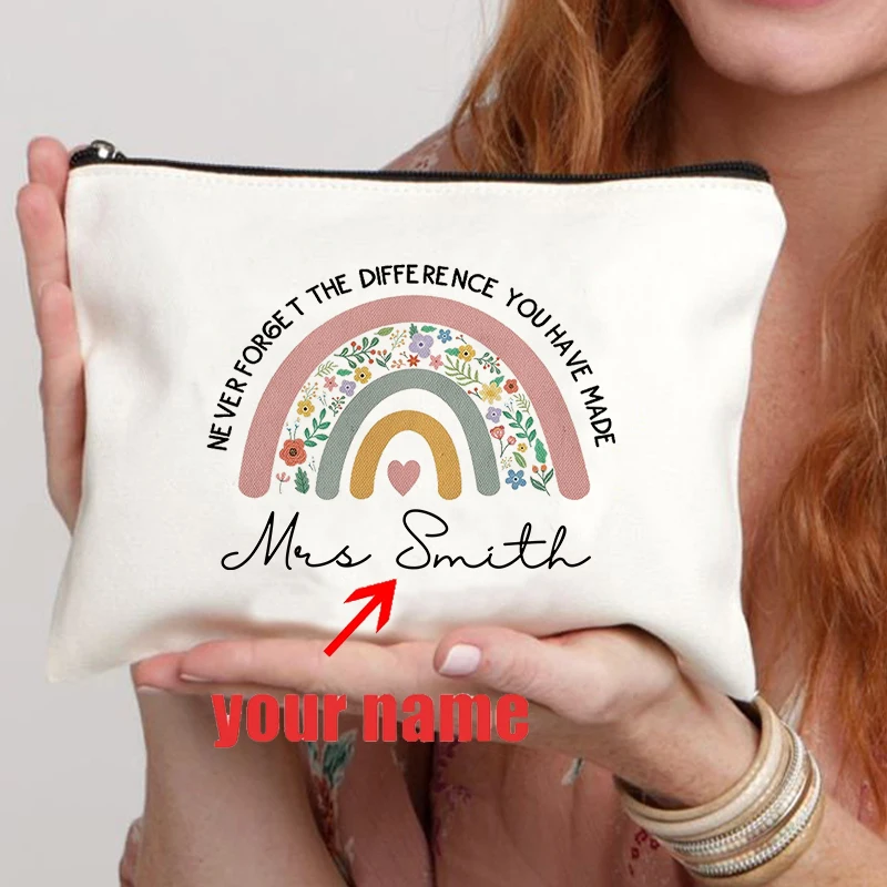 Personalized Coworker Rainbow Makeup Bag Retirement Gift for Women Coworker Gifts Cosmetic Case Leaving Gifts Thank You Gift