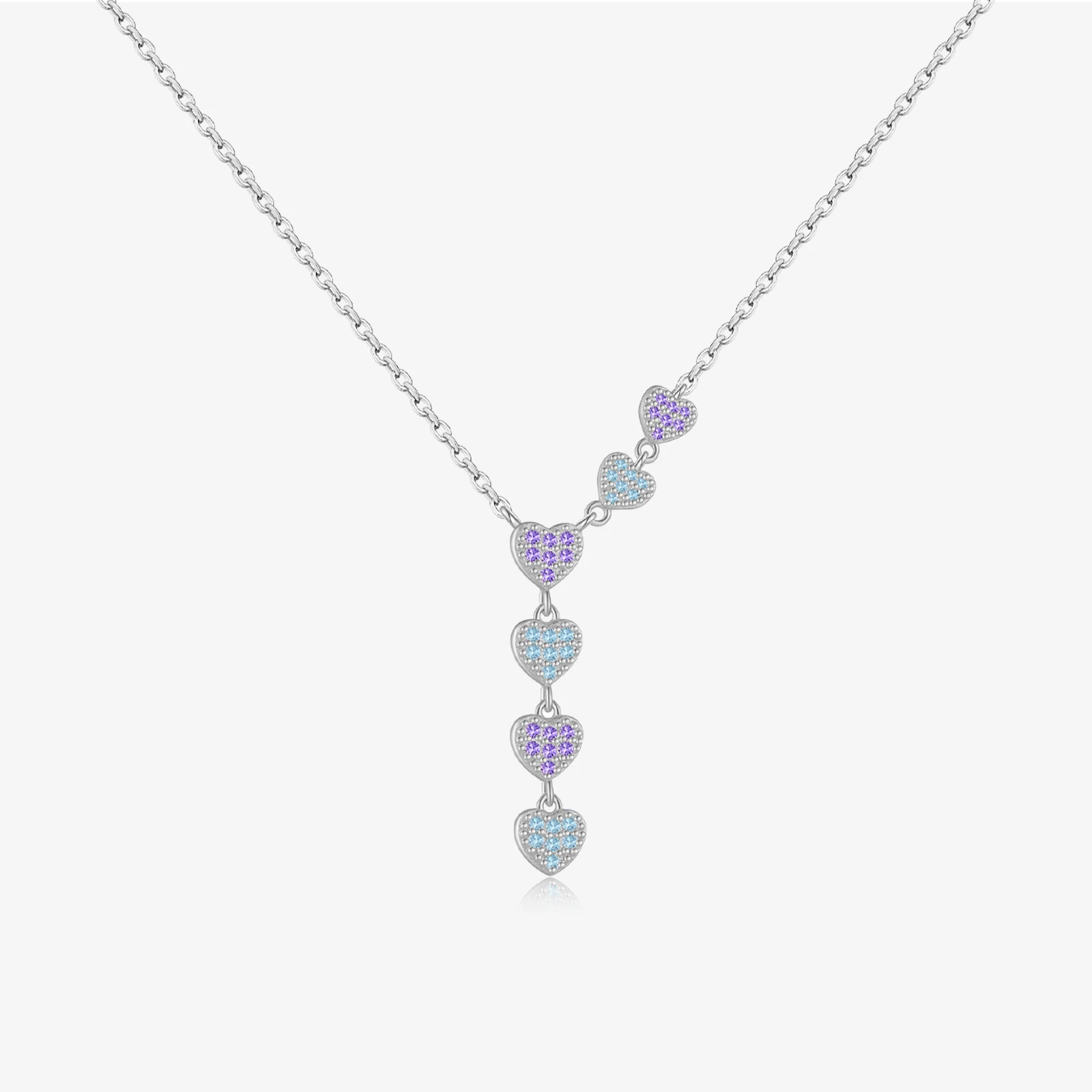 VEWANT 925 Sterling Silver Gold Plated Light Blue Purple Heart Pendant Long Necklace Luxury 2025 Women Delicate Fine Jewelry