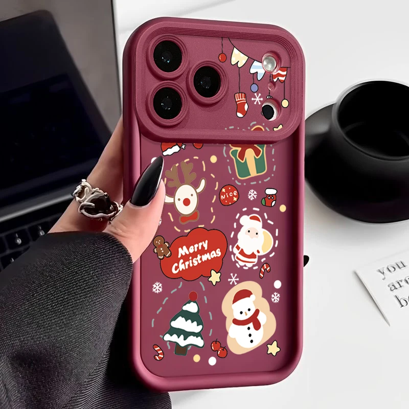 Handyhülle mit Weihnachtsmusterdruck für iPhone 17, 16, 15, 14, 13, 12 Pro Max, 16, 17 Pro 11, 16e 17, luftstoßfeste, weiche Silikonhülle