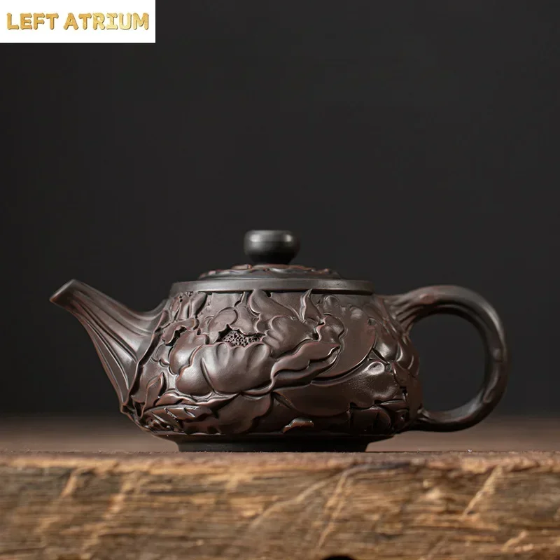 Jianshui Purple Ceramic Teapot Chinese Xishi Pot Handmade Jumping Knife Pattern Household Ceramic Filter Brewing Teapot