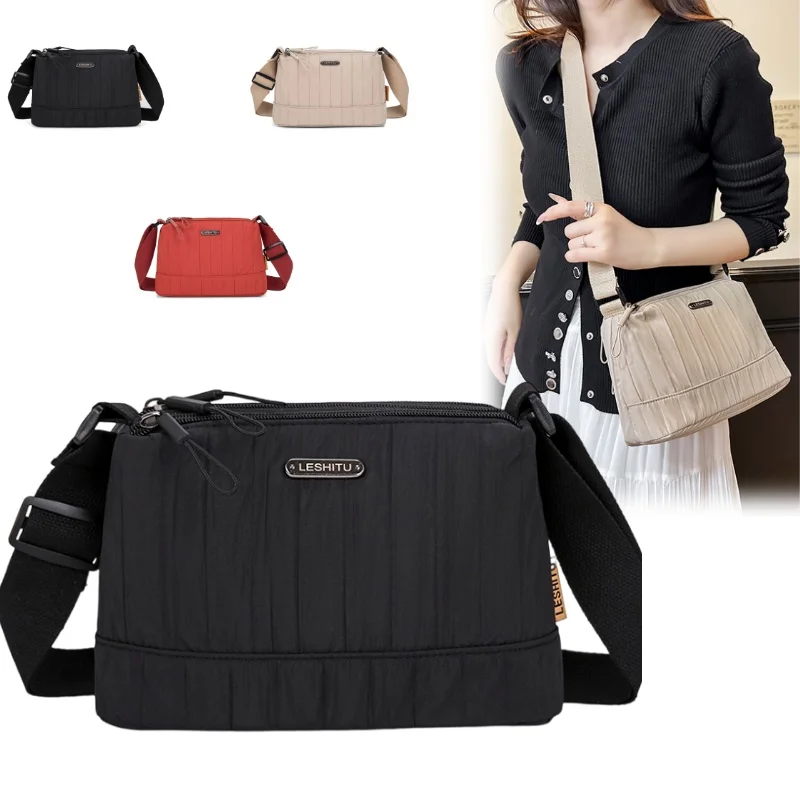 

Модная плиссированная нейлоновая женская сумка через плечо, повседневная сумка-мессенджер, легкая эстетичная сумка-тоут для ежедневных поездок и шопинга