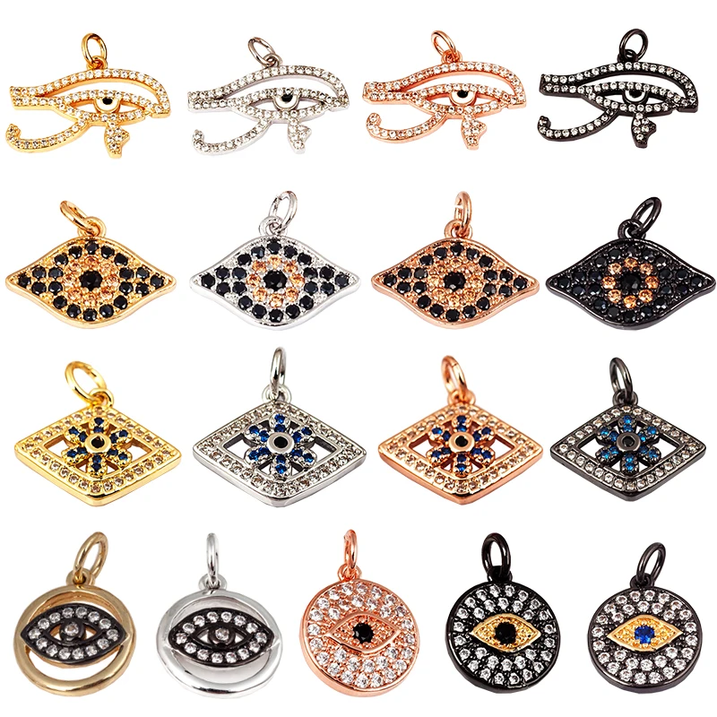 Evil Lucky Horus Eye Charm Mens,Micro Pave charm / Clear Cubic Zircgold/silver/rosegold colour , craft jewelry supplies