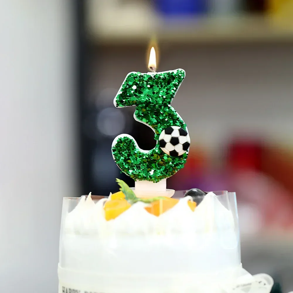 Football Themed Cake Decoration Birthday Candles Number 0-9 for Kids One Year Old Birthday Party Decor Soccer Fans Memorial Day