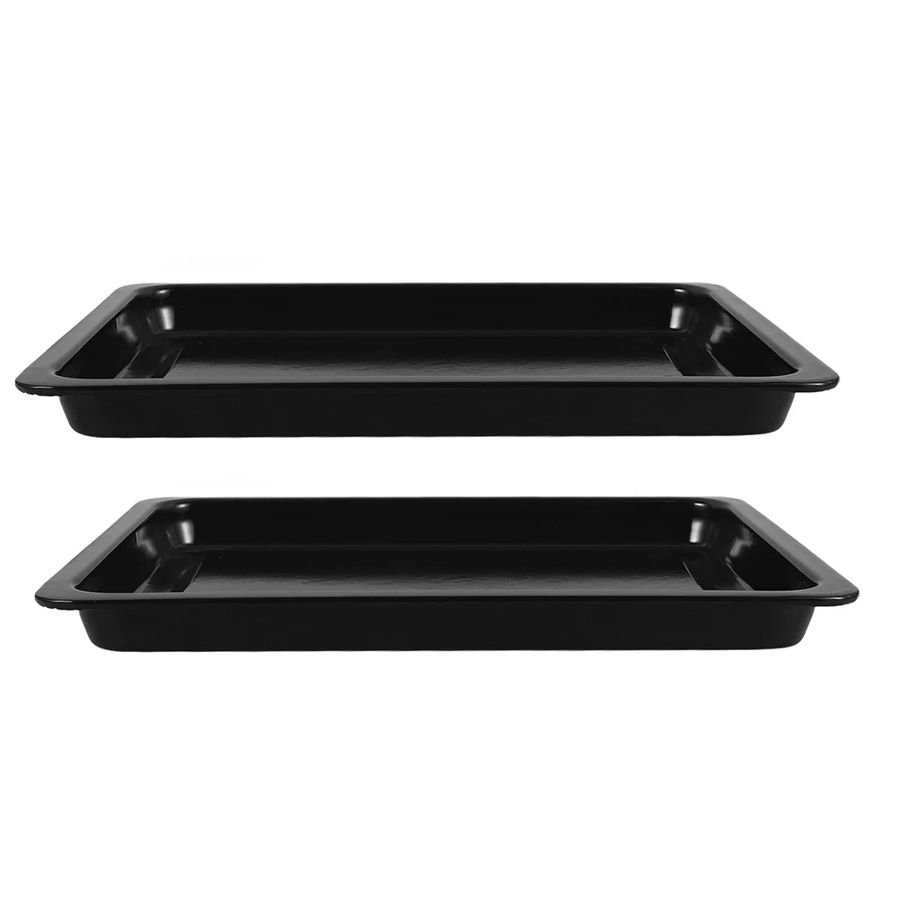 

2 Pcs Commercial Enamel Baking Tray Oven Flat Roast Pan Dishes for Cooking Trays Supplies Cookie Cake Bakeware