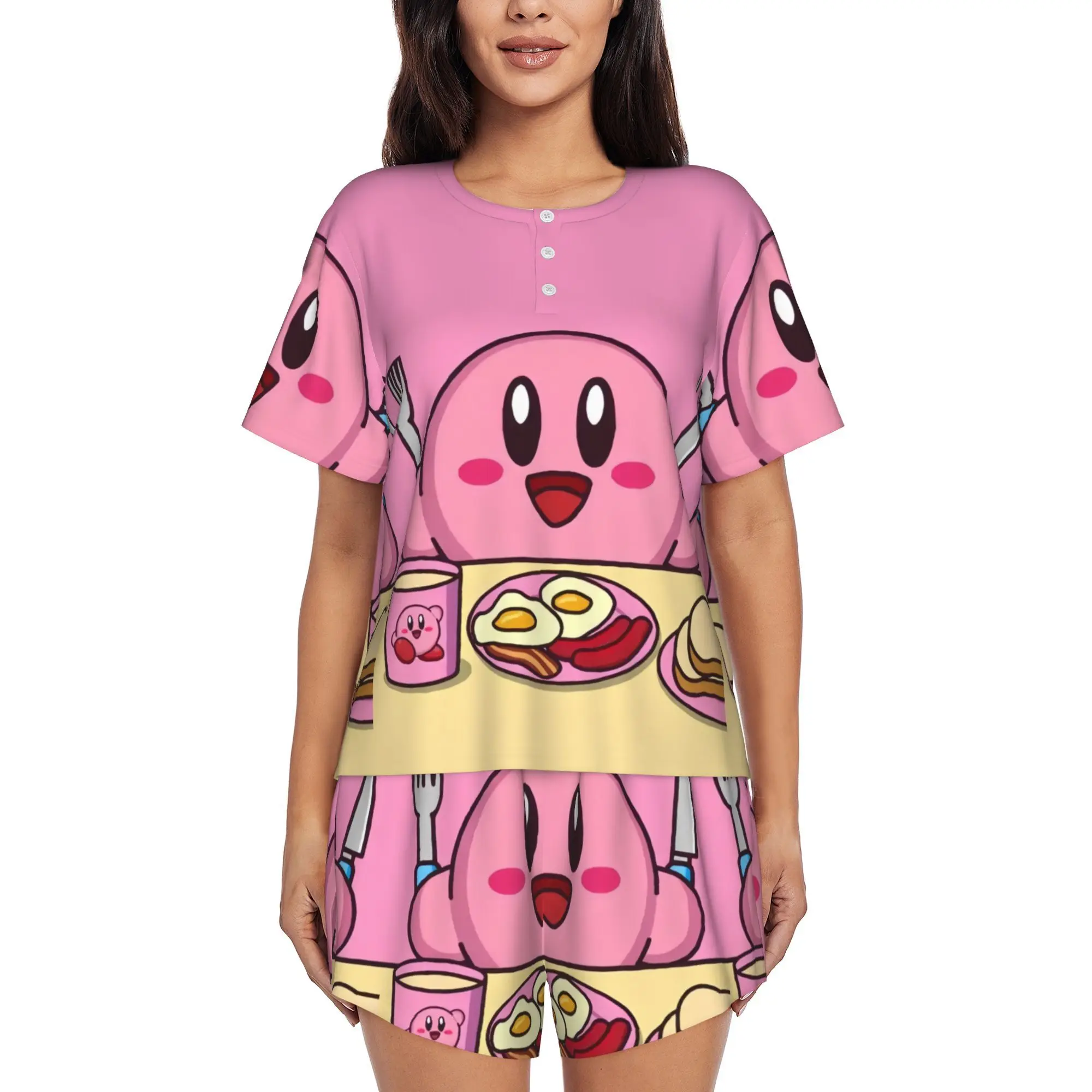 Kirby, новый летний женский комплект одежды для сна, милый мультяшный пижамный наряд для отдыха, повседневный домашний комфорт