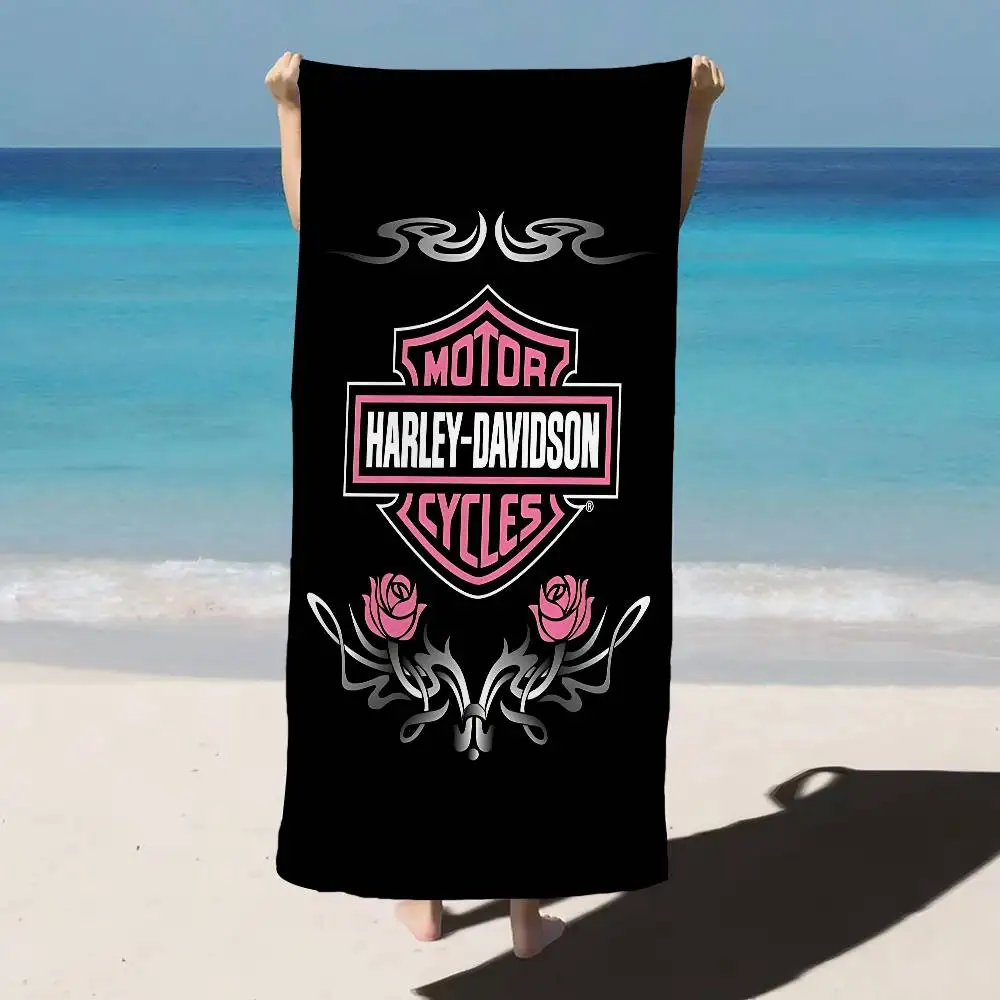 H-HarleyS LOGO Davidson Microfiber Printed Beach Towel Mountain Climbing Yoga Beach Swimming Running Absorbent Soft Towel view 5