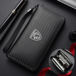 Men Business Long Wallet Carbon Fibre Coin Purse Key Holder Bank Card Bag For Peugeot 206 207 208 407 508 2008 5008 607 108 807