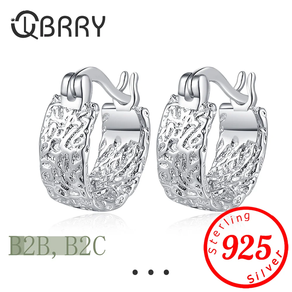 

Vintage Black Irregular Texture Hoops Men Jewelry 925 Stamp 925 silver needle Earrings For Women Hip-Hop Party Accessories Gift