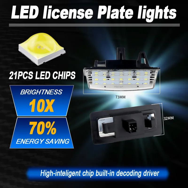 2PCS LED License Number Plate Lights Canbus ​For Nissan Teana 09-16 Maxima Cefiro 03-08 Murano Quest 11- Altima Pathfinder 13-