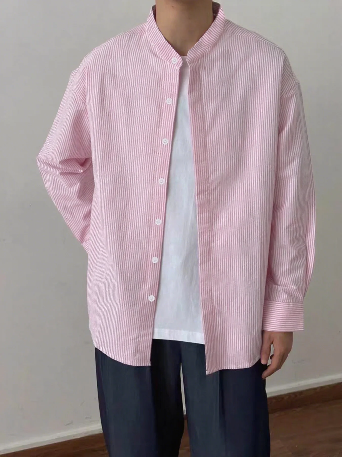 

Spring and autumn long-sleeve slim striped shirt for men, trendy and stylish casual long-sleeve outer shirt