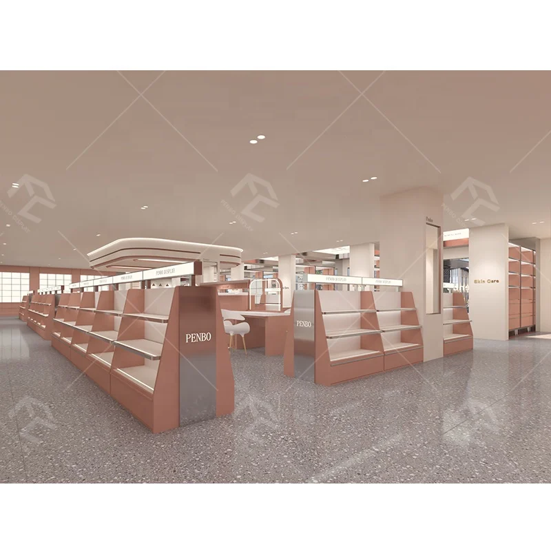 custom.Modern Custom Shop Cosmetics Shelves and Display Cabinets Cosmetic Store Girl Pink Design Makeup Store Layout Design