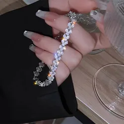 2022 New Full of Rhinestones Shiny Silver Colour Bracelet For Women Personality Fashion Bracelet Wedding Jewelry Birthday Gifts