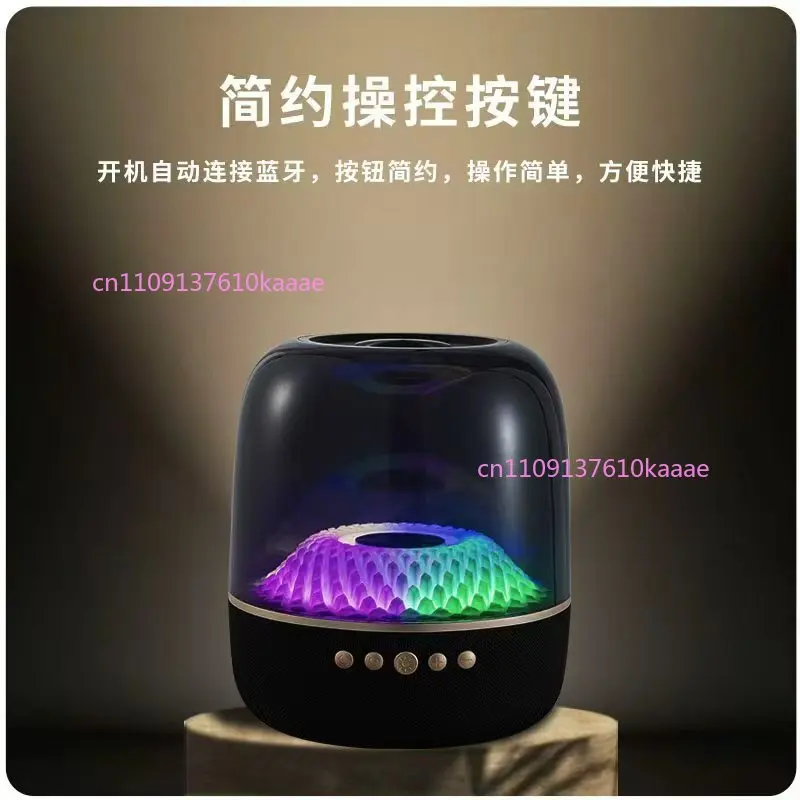 Black Gold Glass 5th Generation Crystal Subwoofer Mobile Phone Wireless Bluetooth Speaker High Fidelity Sound Quality