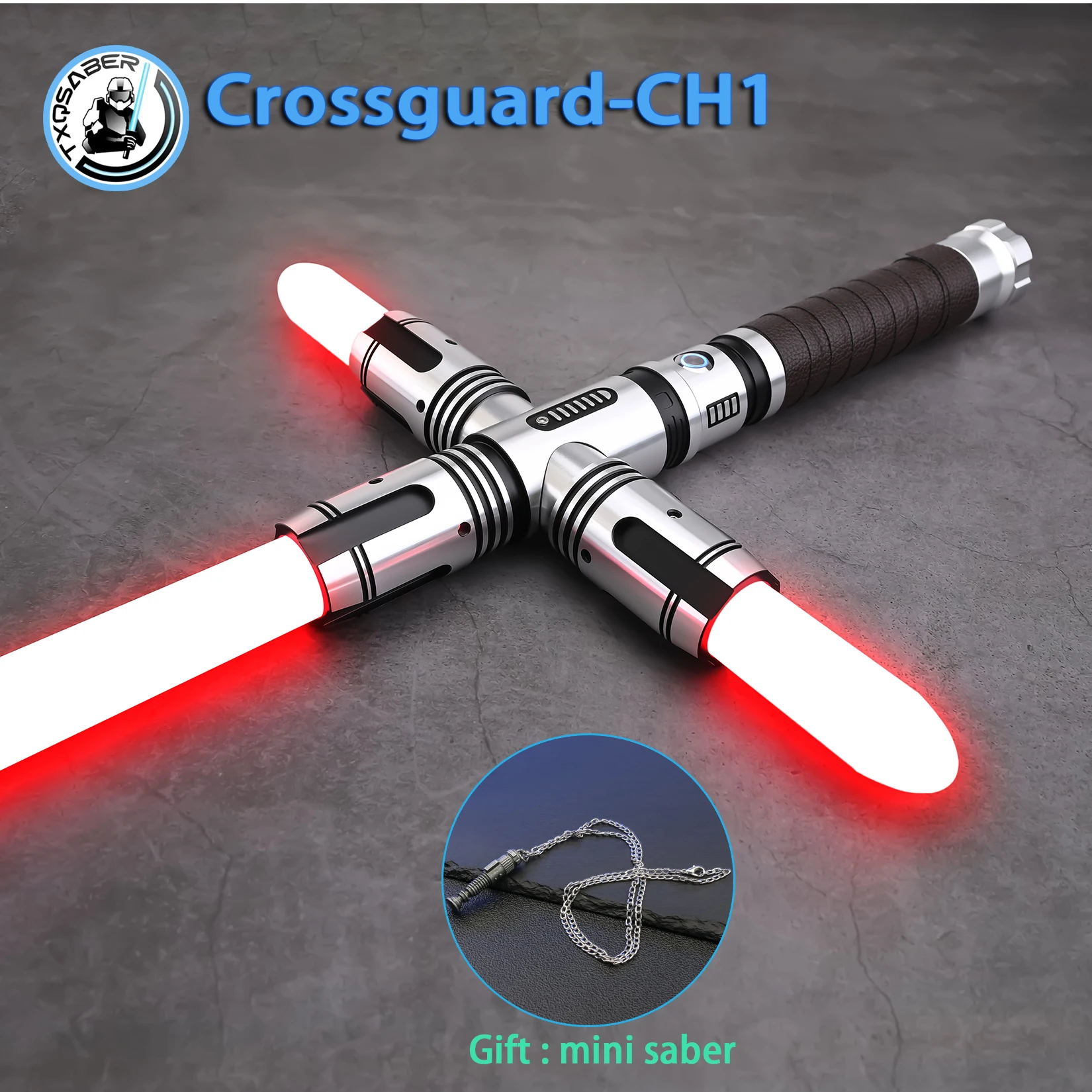 

Crossguard-CH1 TXQSABER Световой меч RGB Тяжелый дуэльный лазерный меч премиум-класса из неопикселя Гладкие качели Металлическая рукоять Bluetooth Подарок Cos