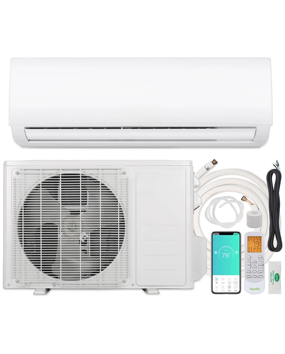 Wifi Enabled 18,000 BTU Mini Split Air Conditioner & Heater, 19 SEER2 230V Split AC Unit Ductless Inverter System with, Custom